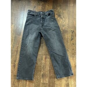 Levis Jeans Womens 31x27 Black Ribcage Straight Ankle Button Fly Denim Stretch